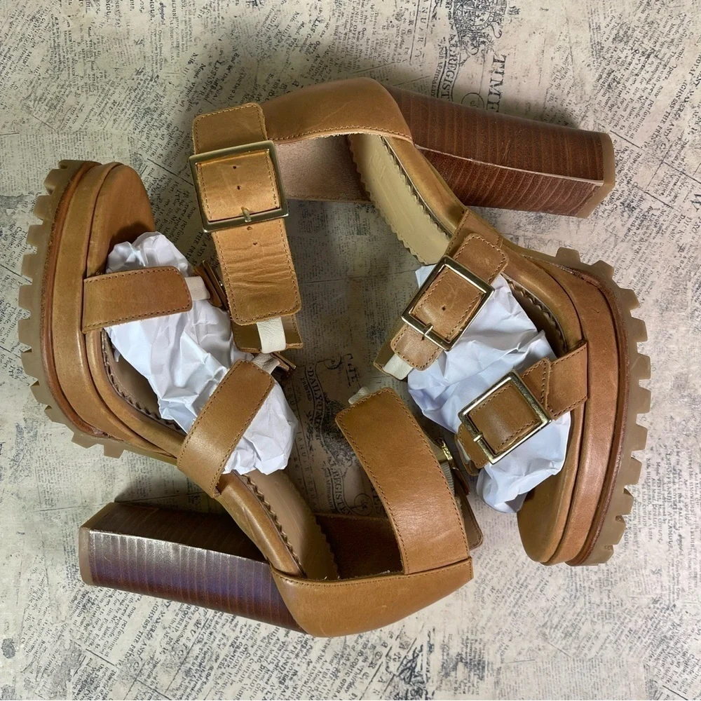 JJ Heitor Leather Platform Pumps Made in Portugal Block Heel Shoes